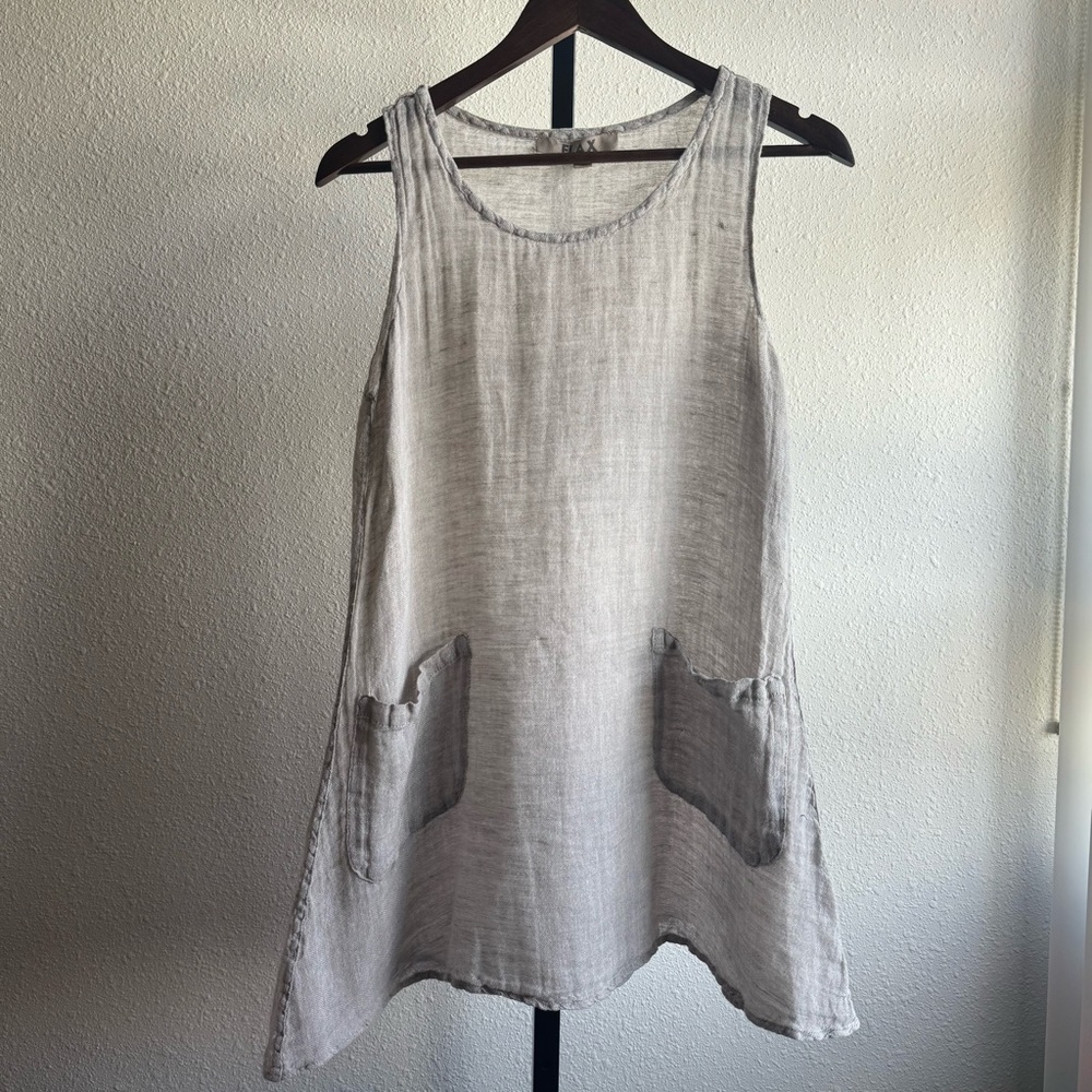 FLAX Natural Linen Long Tank Pocket Tunic